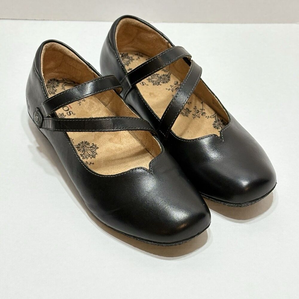 Taos Banter Mary Jane Flats Shoes Black Leather Womens 7.5
